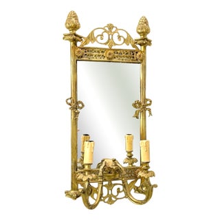 Antique Mirror Wall Lamp Girandole, 1910 For Sale