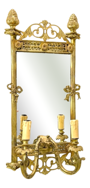 Antique Mirror Wall Lamp Girandole, 1910