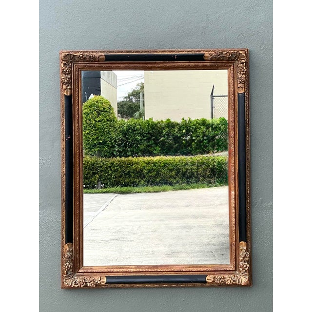 Black Vintage Ornate Gold and Black Frame Mirror For Sale - Image 8 of 12