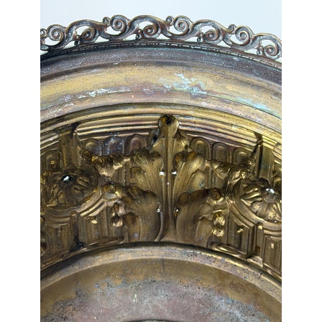 Antique 1800s French Brass Cachepot Planter With Repousse' Work 10" Diameter For Sale - Image 9 of 10