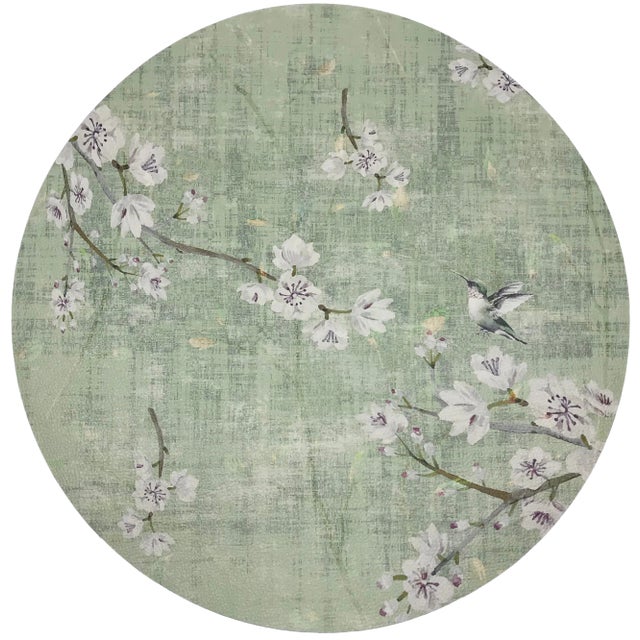 Nicolette Mayer Blossom Fantasia Celadon 16" Round Pebble Placemat, Set of 4 For Sale