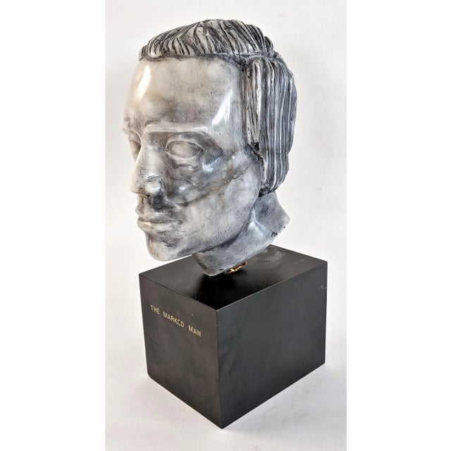 1980s "The Marked Man" Male Marble Bust For Sale - Image 11 of 11