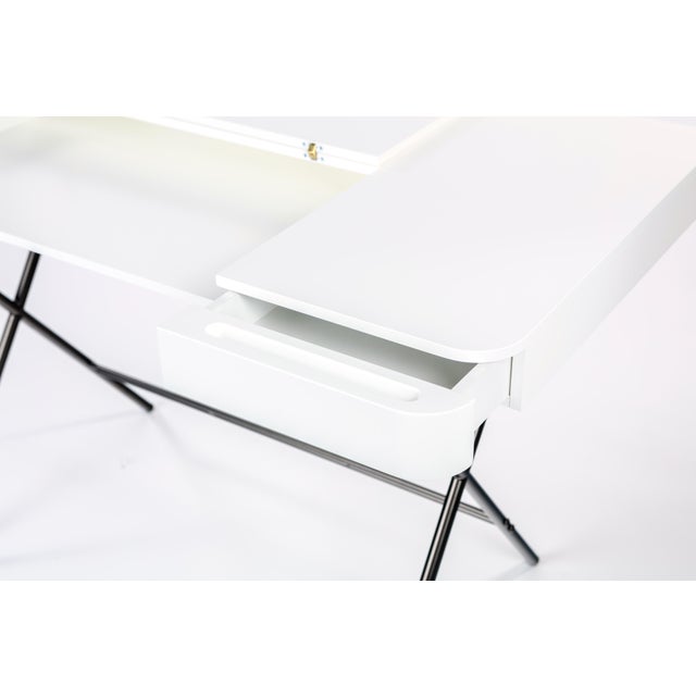 Early 21st Century Cosimo Desk with White Mat Lacquered Top and Bronze Frame by Marco Zanuso Jr. for Adentro, 2017 For Sale - Image 5 of 15