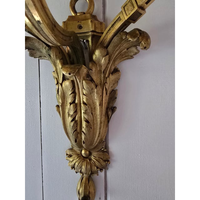 French Antique Large Bronze Louis XV Style Ormolu Sconce For Sale - Image 3 of 11