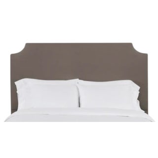 Reagan Twin Headboard, Mushroom Velvet For Sale