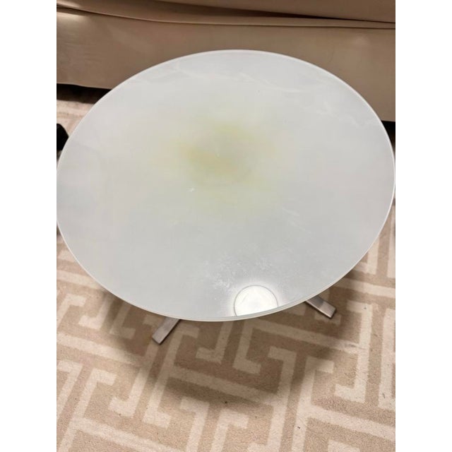 Contemporary Coalesse by Steelcase "Bob" Round Frosted Glass Side Table For Sale - Image 3 of 3