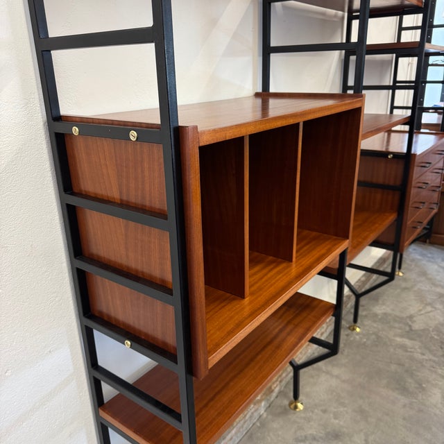 Floor-to-Ceiling Iron and Mahogany Bookcase, 1960s For Sale - Image 4 of 10