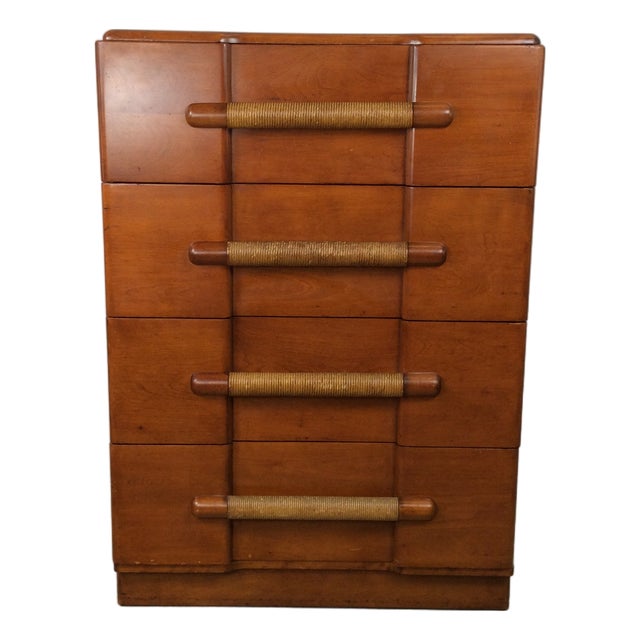 Mid Century Modern Four Drawer Highboy Dresser by Heywood Wakefield For Sale