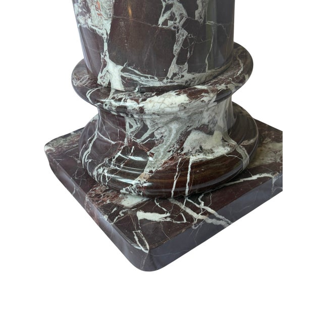 Vintage Neoclassical Rosso Levanto Marble Column Pedestal For Sale - Image 10 of 18