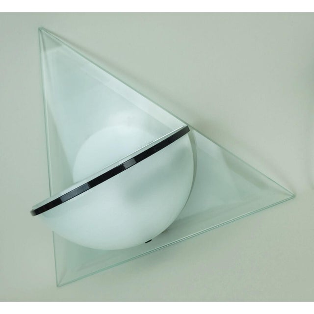 Italian Wall Lamps Lamperti Model Illo in Etched Glass and Metal, 1980s, Set of 2 For Sale - Image 4 of 11