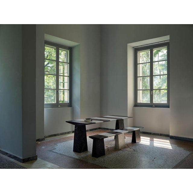 Black Alcm Rectangular Bench in Verde Alpi & Carrara Marbles by Bufalini Design For Sale - Image 8 of 14