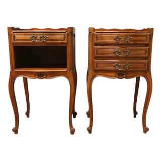 French Cherrywood Bedside Chevets, 1920, Set of 2 For Sale