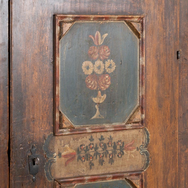 Brown 1833 Original Hand-Painted Pine One-Door Armoire For Sale - Image 8 of 15