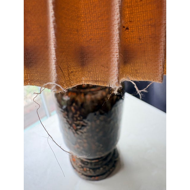 Ceramic 1960s-1970s West German Fat Lava Ceramic Table Lamp, Applied Scroll Relief, Volcanic Drip Glaze in Brown, Black and Orange For Sale - Image 7 of 12