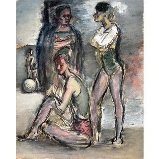 Simka Simkhovitch, Simka Simkhovitch WPA Artist Painting Gouache American Modernist Beach Scene, c.1930's For Sale