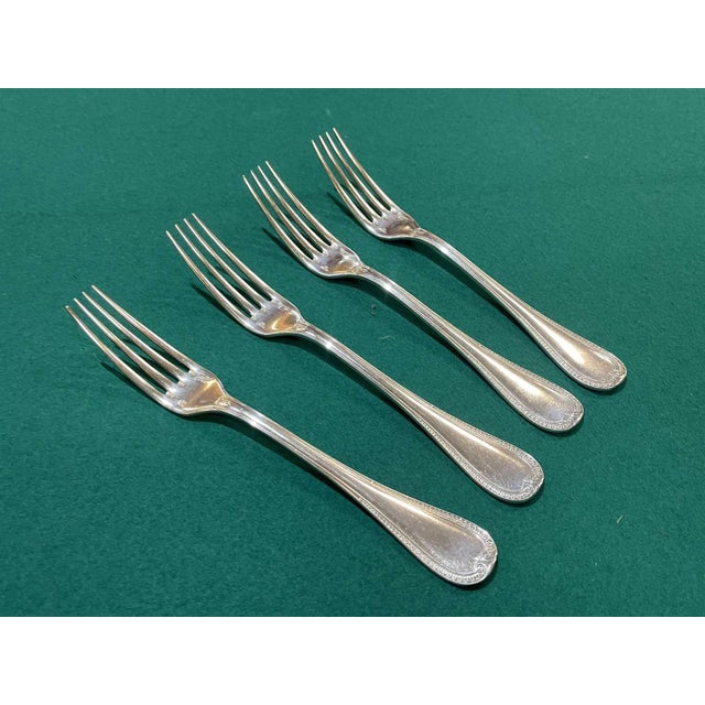 Large Silver-Plated Forks with Malmaison Pattern from Christofle, Set of 4 For Sale - Image 4 of 6