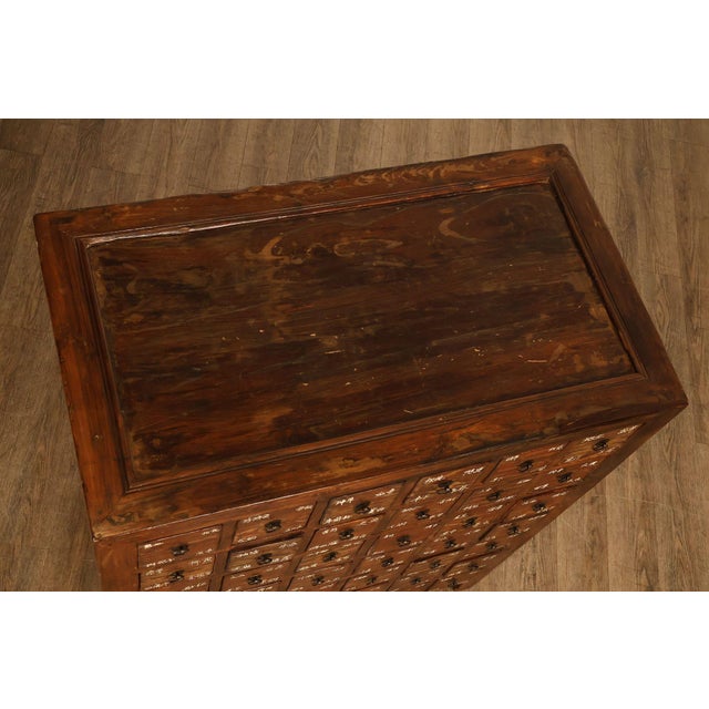 Antique Chinese Elm Wood Apothecary Cabinet With Multiple Drawers For Sale - Image 10 of 18