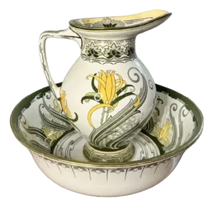 Antique Edwardian Jug and Bowl Set from Royal Dolton, 1900, Set of 2