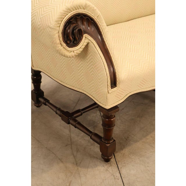 Antique Italian Rococo Carved Walnut Frame Long Sofa For Sale - Image 9 of 18