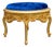 1980s Italian Rococo Gold Beech Blue Velvet Bench - 1 Pc For Sale