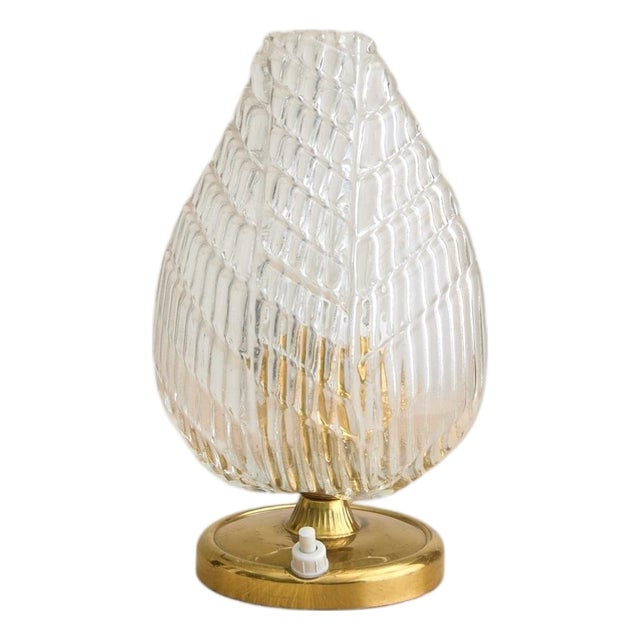 1930s Italian Murano Glass Leaf Table Lamp in the Manner of Barovier & Toso For Sale