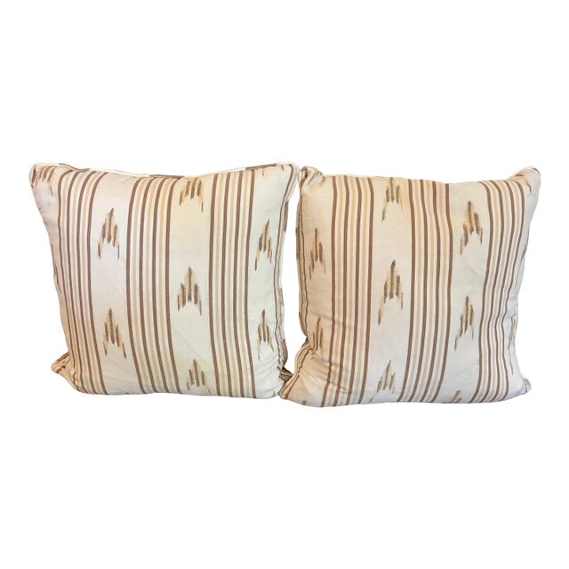 Mark Sikes Santa Barbera Ikat Pillow Covers With Welt, a Pair For Sale