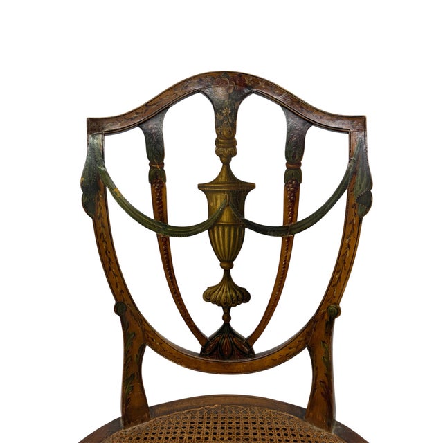 Pair of Antique 19th Century English Federal Hepplewhite Caned Side Chairs For Sale - Image 10 of 14