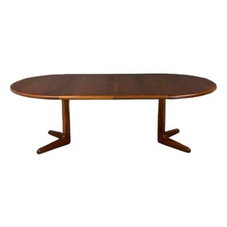 1960s Refinished Danish Modern Oval 86” Teak Dining Table For Sale