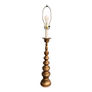 Antique French Brass Pascal Church Altar Candlestick Lamp 32" For Sale