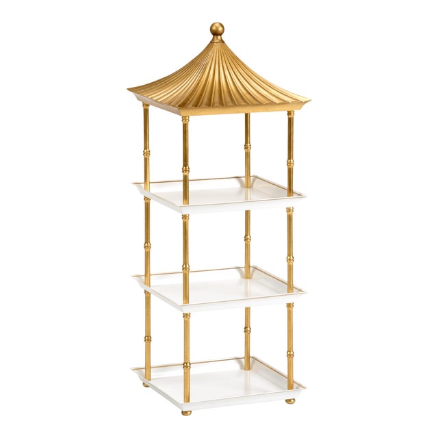 Contemporary Gold Pagoda Shelf For Sale