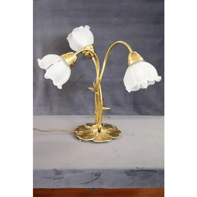 Vintage Brass and Glass Table Lamp, 1980s For Sale - Image 10 of 13