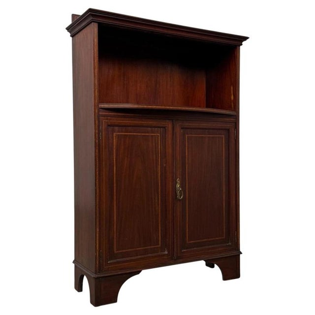 Antique English Edwardian Mahogany Bookcase For Sale - Image 6 of 12