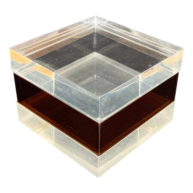 Mid-Century Modern Acrylic Cube Box, Italy, 1970s For Sale