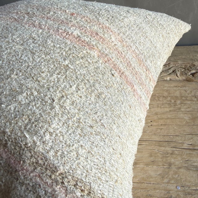 Mid-Century Modern Vintage Rug Pillow Cover With Stripes For Sale - Image 3 of 7