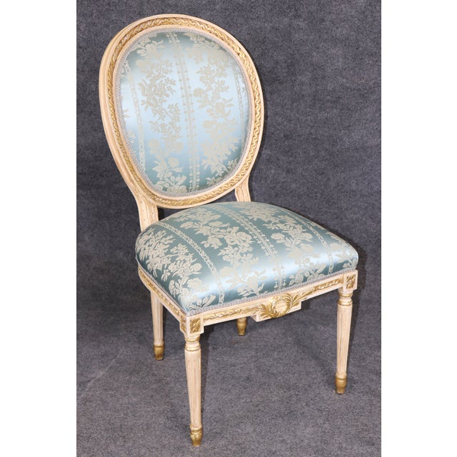 Set 10 French Louis XVI Style Parcel Gilt Dining Chairs. For Sale - Image 14 of 16