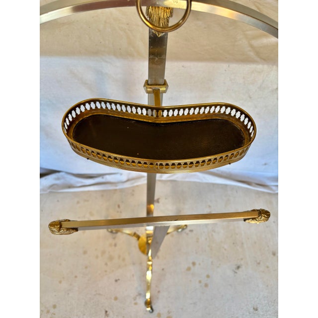 Metal Mid 20th Century Italian Maison Jansen Style Mixed Metal Ram's Head Gentleman's Valet Stand For Sale - Image 7 of 14