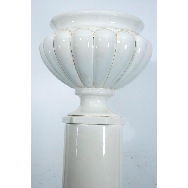 White Ceramic Vase with Gold Details and Column by Tommaso Barbi, Italy, 1970s For Sale - Image 6 of 18