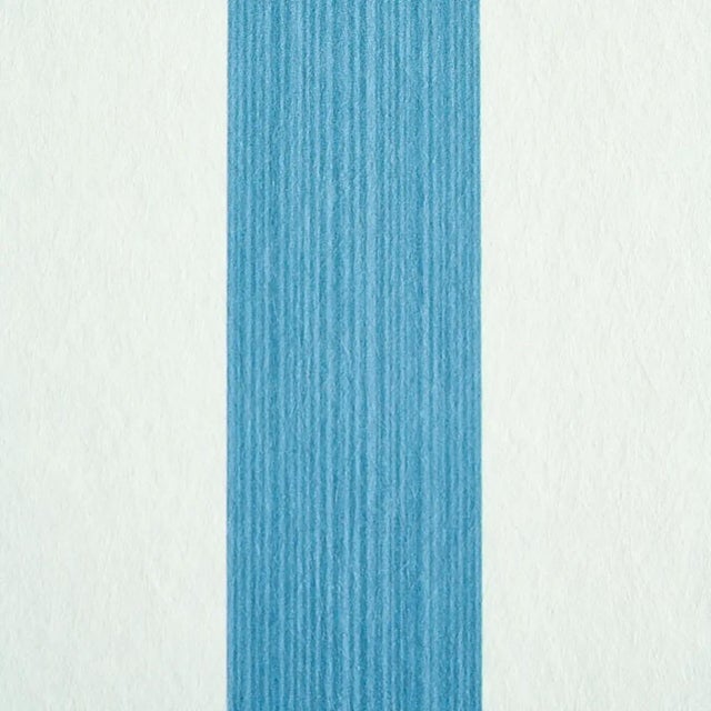 Transitional Sample - Schumacher Edwin Stripe Medium Wallpaper in Ocean For Sale - Image 3 of 4