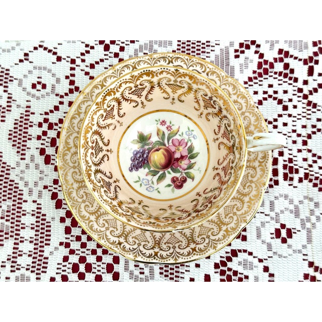 Paragon Pale Peach Fruit Orchard Teacup and Saucer, Vintage Victorian Teacup For Sale - Image 4 of 8