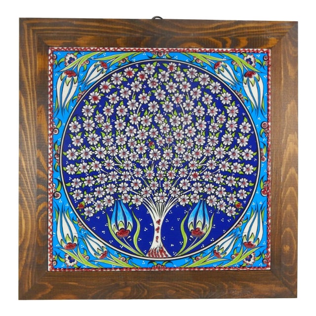 Turkish Tree of Life Ceramic in Wooden Frame Ceramic Wall Chairish
