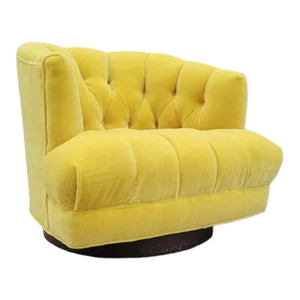 Mid Century Modern Harvey Probber Style Tufted Barrel Back Swivel Lounge Chair Newly Reupholstered