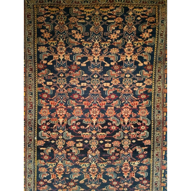 Early 19th Century Early 20th Century Persian Senneh Area Rug, Hand-Knotted Allover Herati Geometric Pattern, Navy & Red, 4’ X 6’ For Sale - Image 5 of 10