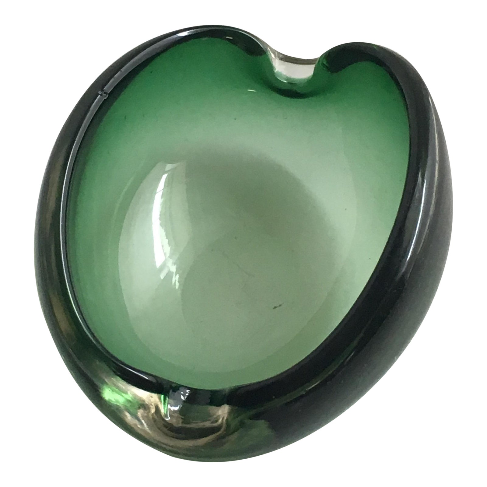 Alfredo Barbini Murano Glass Green Ashtray Chairish