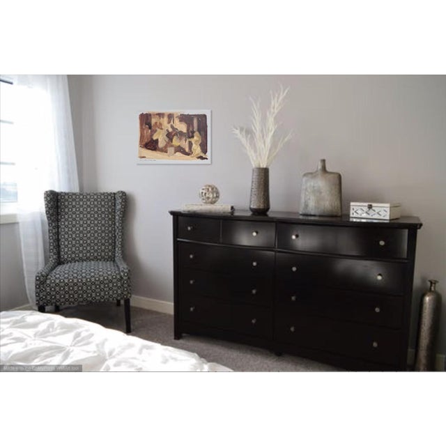 FREE shipping : Original, unique and contemporary oil painting on paper, prepared with gesso. The image is an abstraction...