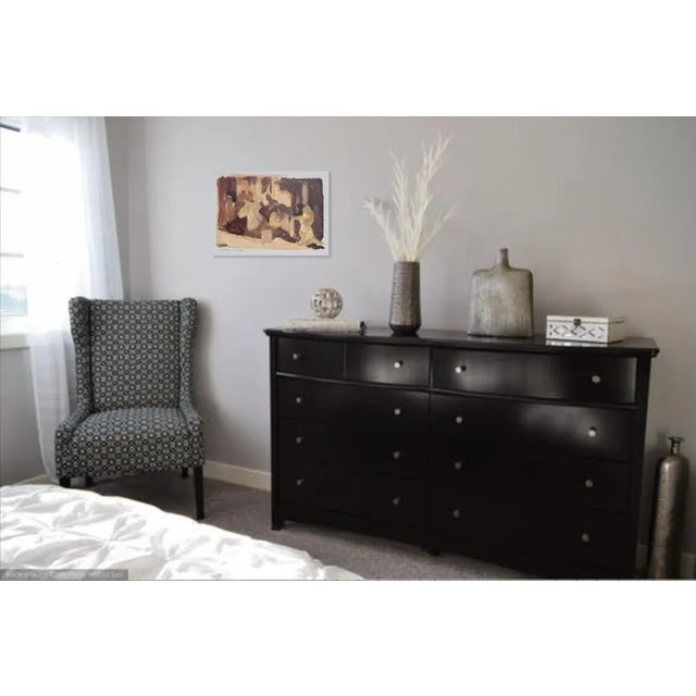 FREE shipping : Original, unique and contemporary oil painting on paper, prepared with gesso. The image is an abstraction...