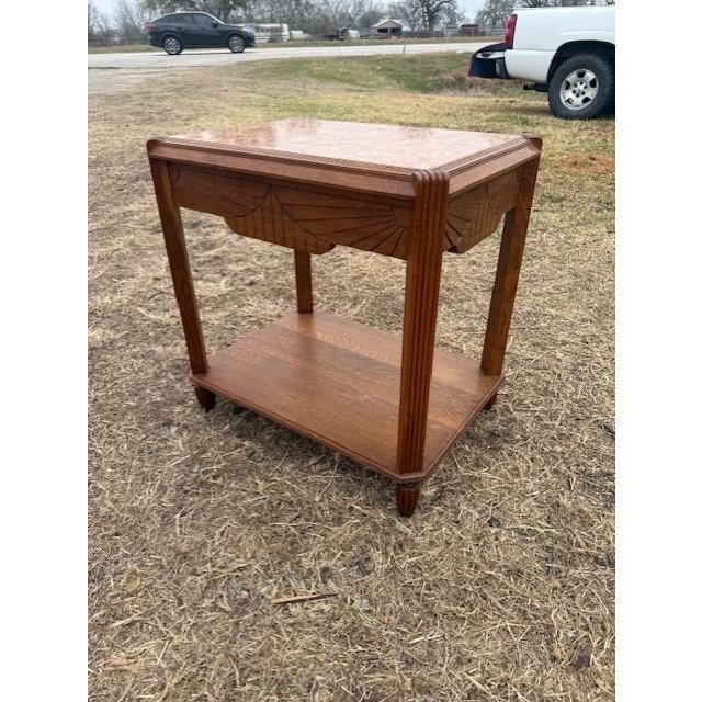 Sienna A Large 1940s Vintage French Art Deco Solid Walnut Marble Top Coffee Table or Side Table For Sale - Image 8 of 14