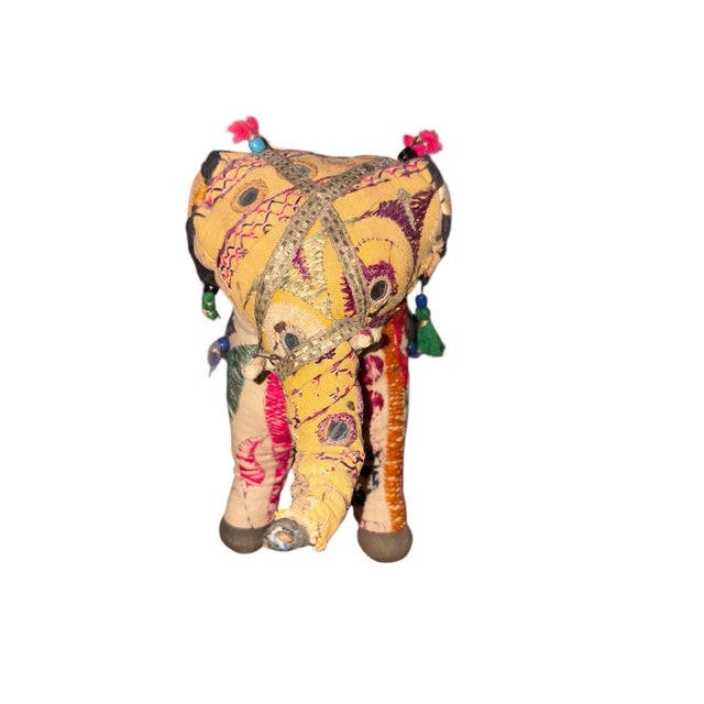 Raj Hand-Crafted Stuffed Cotton Embroidered Elephant Made in India, 1950s Handmade in Rajasthan, India, colorful fabric...