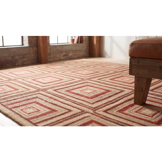 Contemporary Handmade Hooked Rug With Tridimensional Square Design For Sale - Image 9 of 11