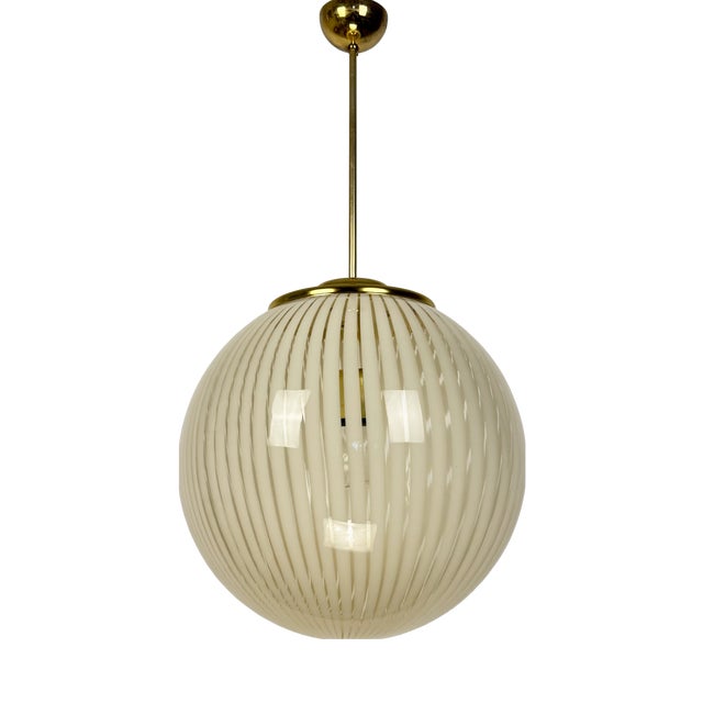 Murano Tessuto Globe Pendant Lamp by Venini, 1980s For Sale