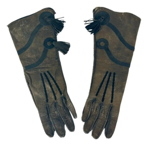 Antique French Leather Kid Gauntlet Gloves size 6 1/2